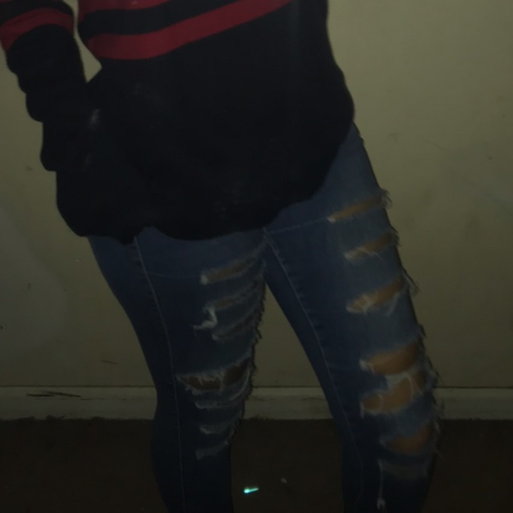 Riped blue jeans
